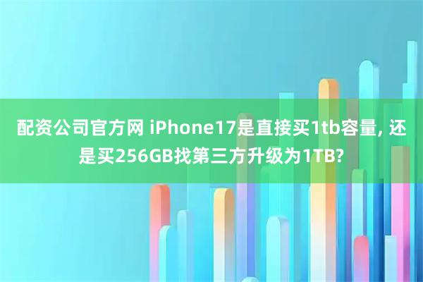 配资公司官方网 iPhone17是直接买1tb容量, 还是买256GB找第三方升级为1TB?