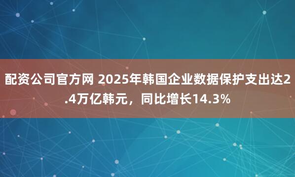 配资公司官方网 2025年韩国企业数据保护支出达2.4万亿韩元，同比增长14.3%